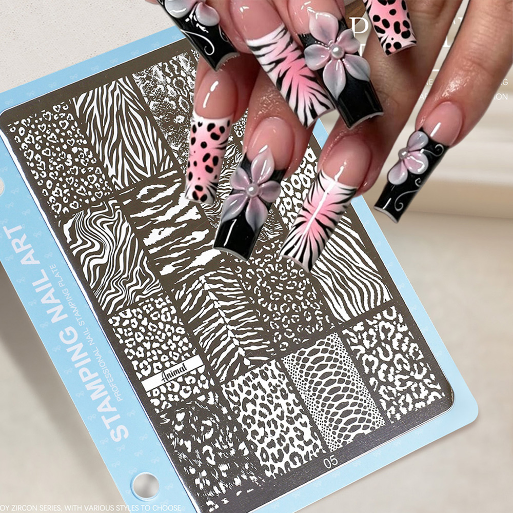 Nail Art Zebra - 동물 무늬 네일 스탬핑 플레이트: 표범,