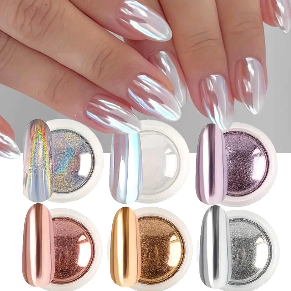 6개 크롬 미러 화이트 네일 파우더 피그먼트 골드 실버 - Dip Powder Nail 리뷰 및 가격