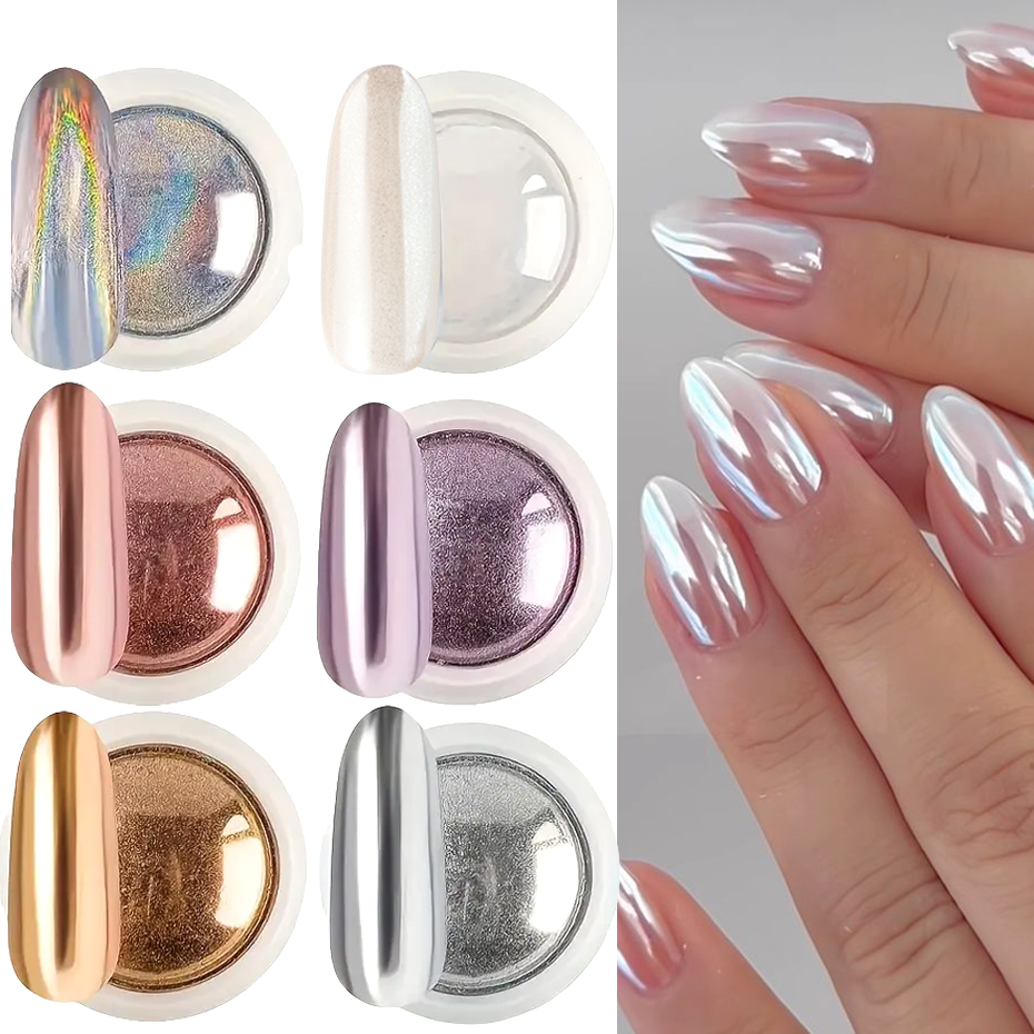 6개 크롬 미러 화이트 네일 파우더 피그먼트 골드 실버 - Dip Powder Nail 리뷰 및 가격