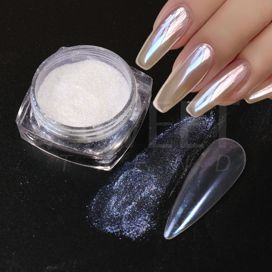 화이트 펄 미러 달빛 네일 파우더 크롬 안료 네일 글리 - Dip Powder Nail 리뷰 및 가격