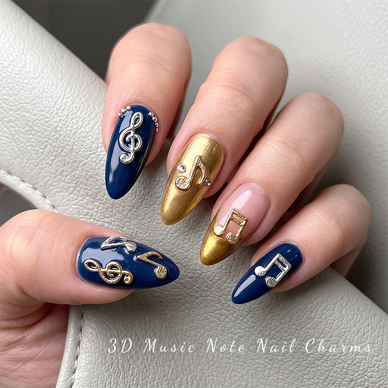 30개 3D 금속 음표 네일 참 골드 실버 트레블 클레 - Nail Art Lotso 리뷰 및 가격