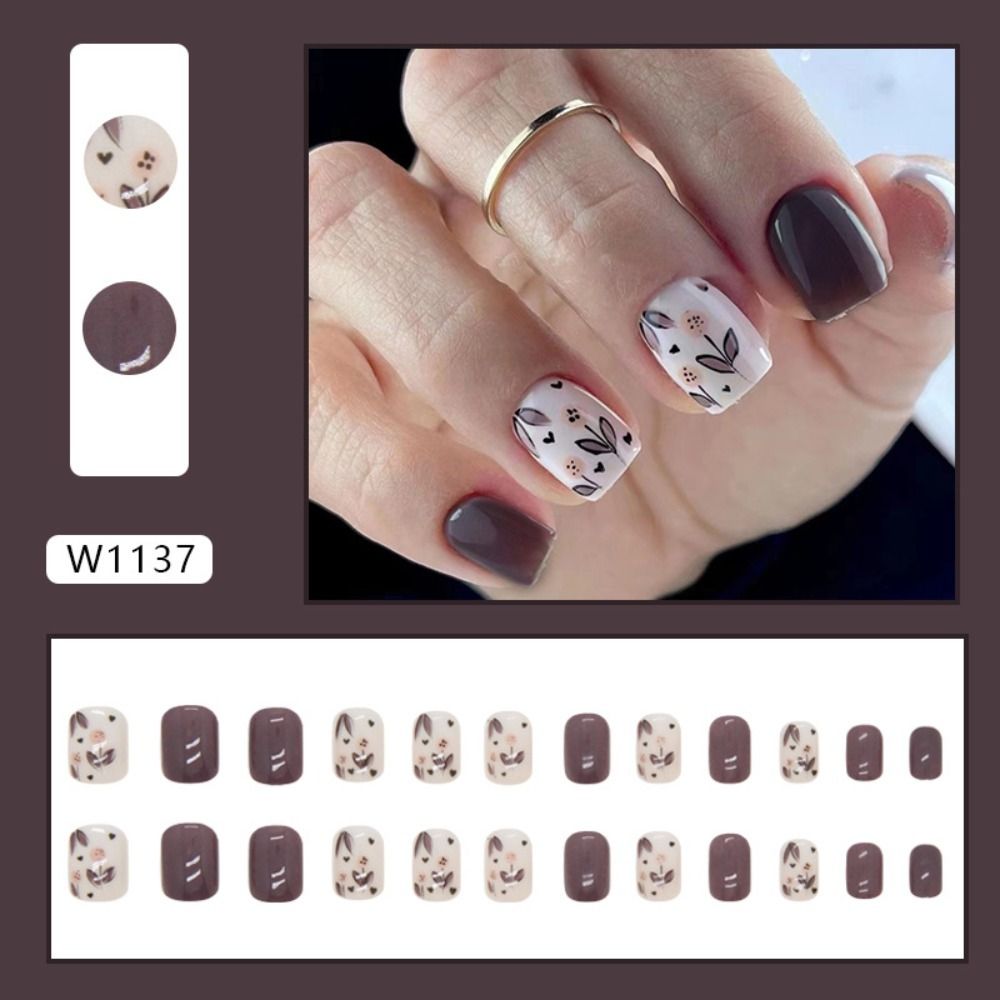 새로운 짧은 라운드 가짜 손톱 얼룩말 줄무늬 가짜 손톱 - Nail Art Zebra 리뷰 및 가격
