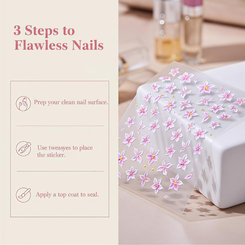 5D 다섯 꽃잎 모양의 네일 아트 스티커, 옴브레 핑크 - Nail Art Ombre Pink 리뷰 및 가격