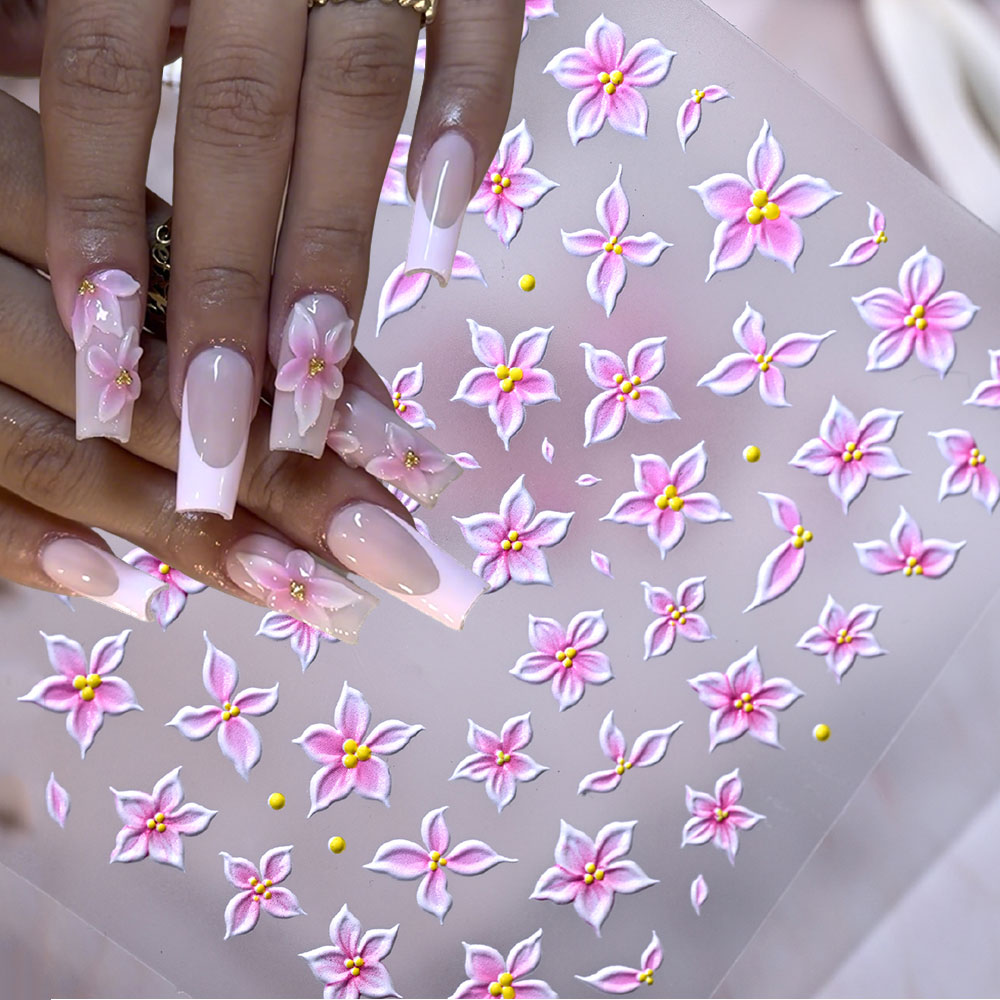 5D 릴리프 옴브레 핑크 5잎 꽃 네일 아트 스티커 귀 - Nail Art Ombre Pink 리뷰 및 가격