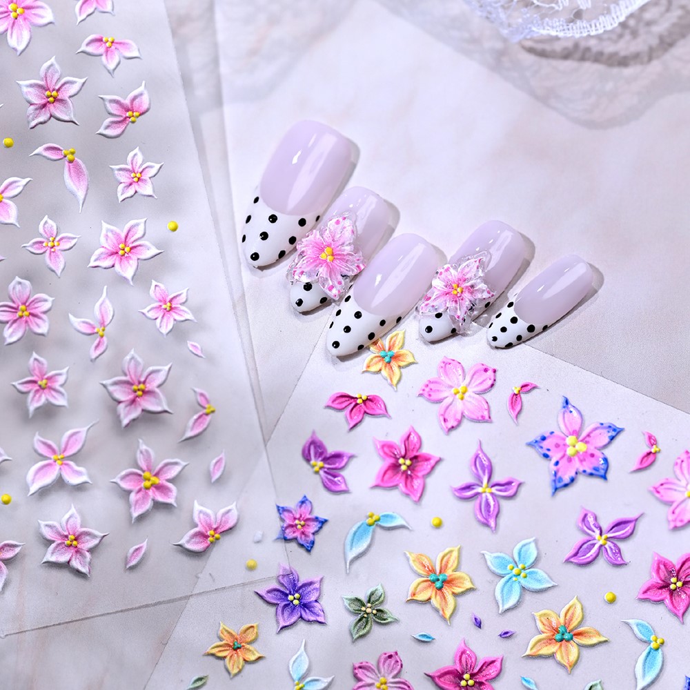 5D 릴리프 옴브레 핑크 5잎 꽃 네일 아트 스티커 귀 - Nail Art Ombre Pink 리뷰 및 가격