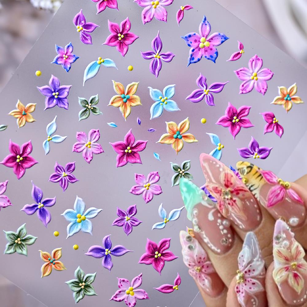 1개입 5D 엠보싱 옴브레 핑크 백합꽃 네일아트 스티커 - Nail Art Ombre Pink 리뷰 및 가격