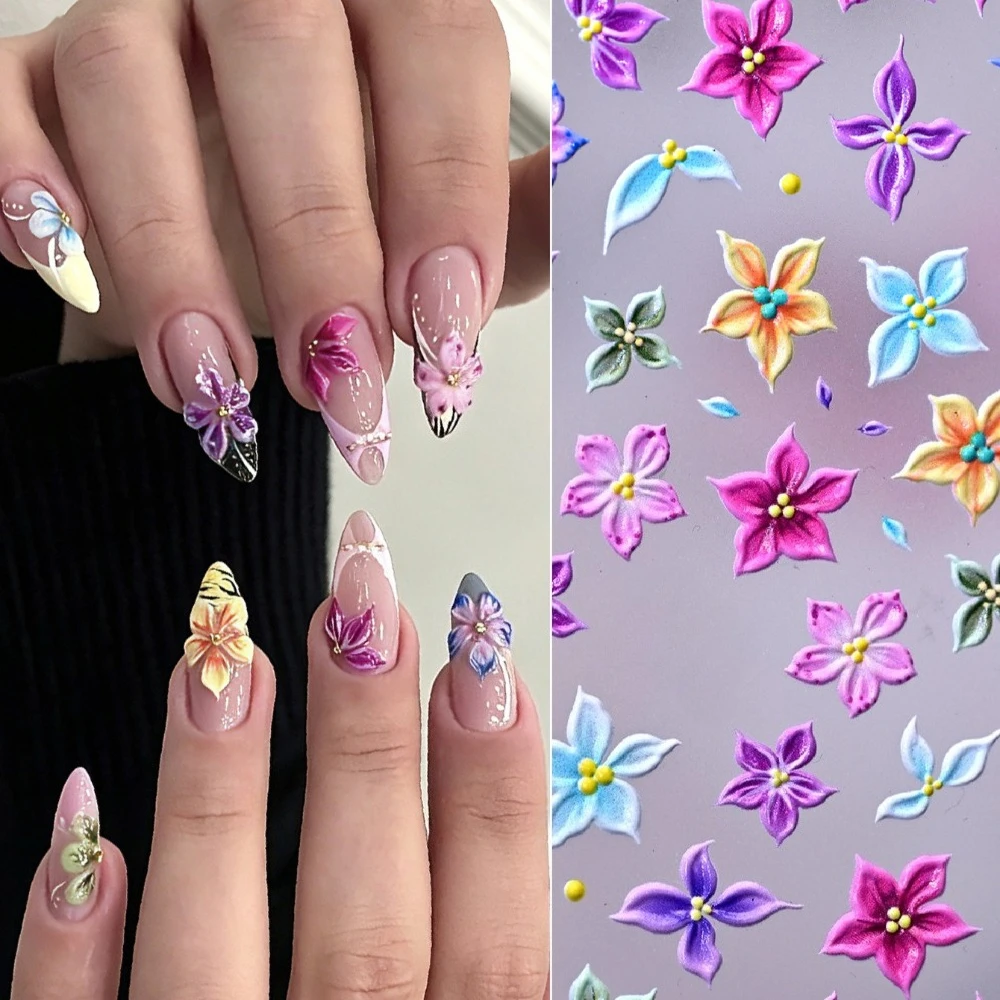 귀여운 느낌의 부드러운 백합꽃 네일 스티커, 8*10c - Nail Art Ombre Pink 리뷰 및 가격
